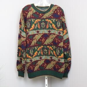 Vintage New River by J. Rogers Wool Sweater Multicolor Fall Theme Mens L